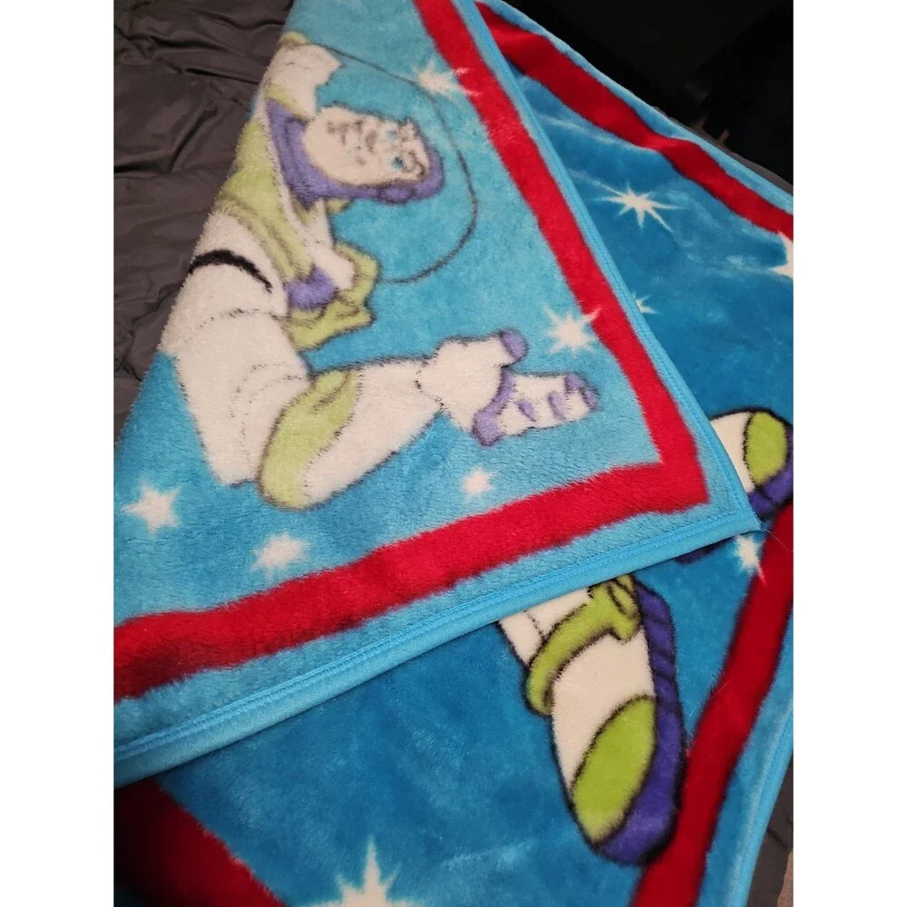 Vintage Disney Pixar Toy Story Buzz Lightyear Plush Throw Blanket 36x40 Y2K